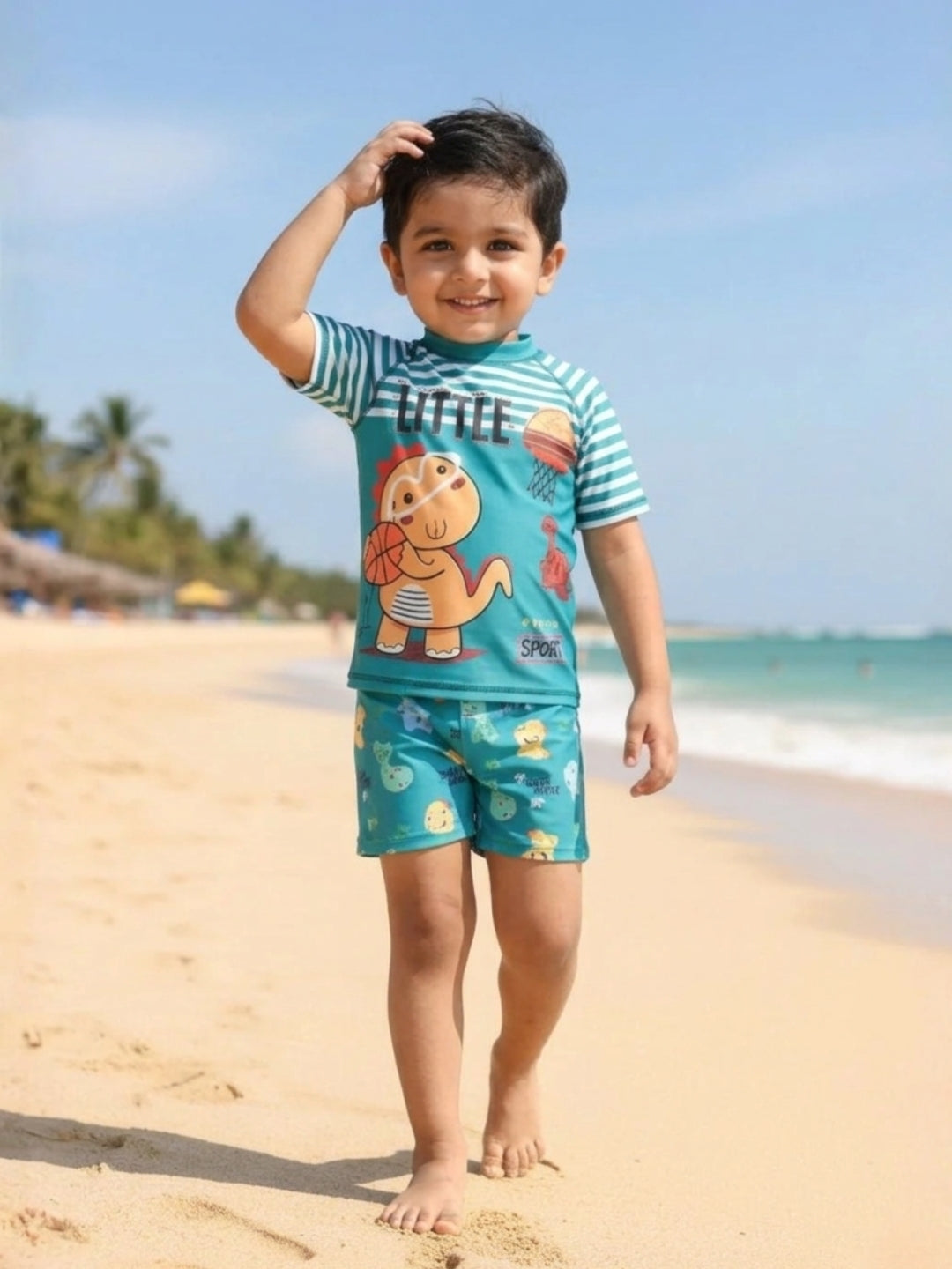 Dino Dribble Boys T-shirt And Short Swim Set