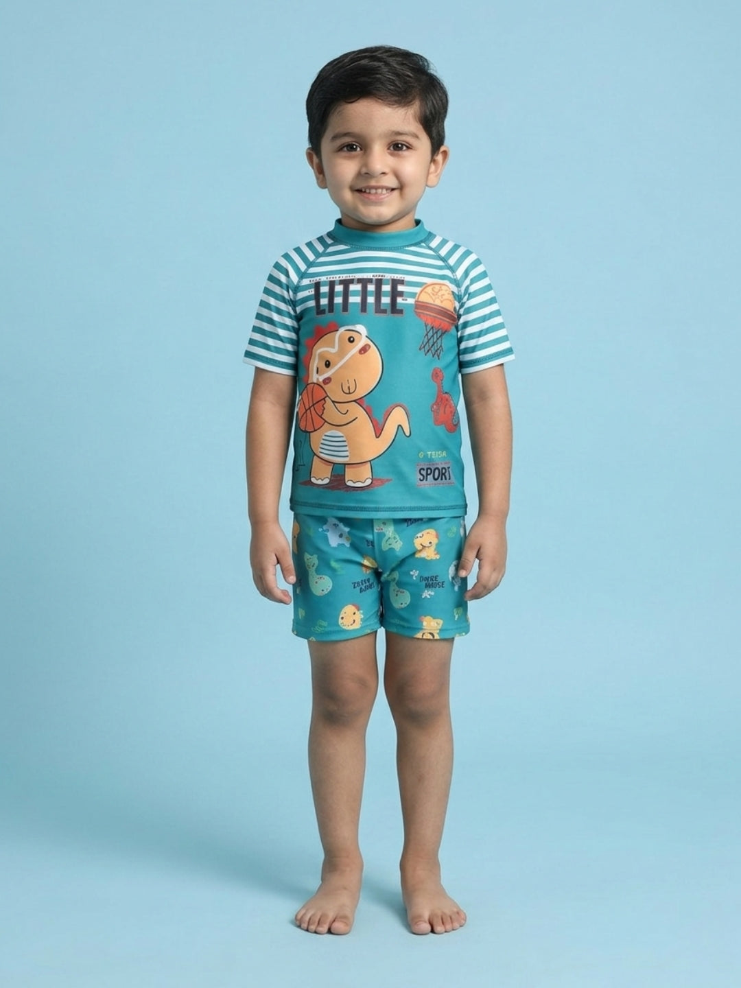 Dino Dribble Boys T-shirt And Short Swim Set