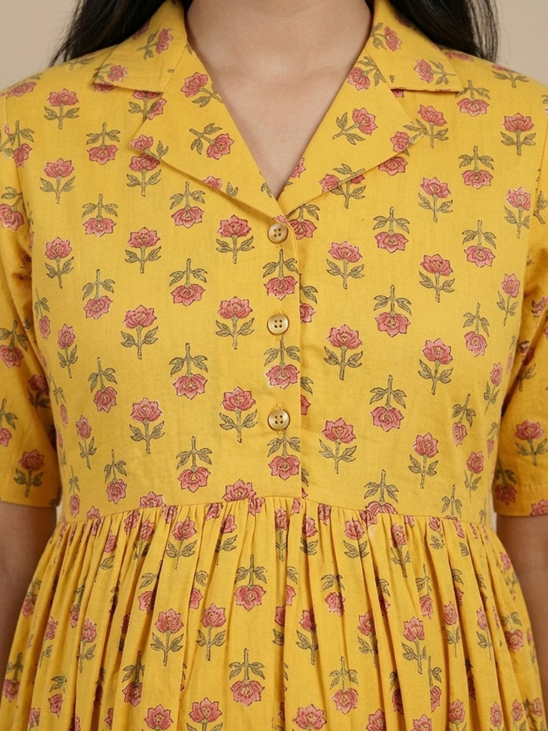  Golden Basic Maternity and Nursing Dress Yellow