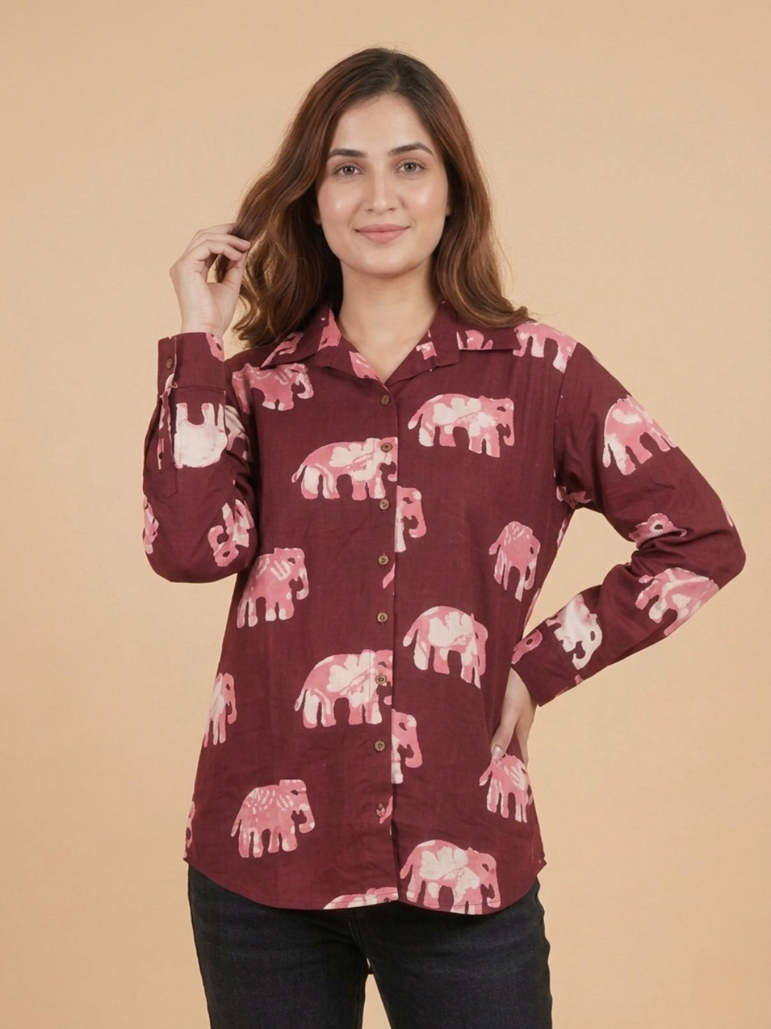  Herd You Right Maternity and Nursing Oversized Shirt Maroon