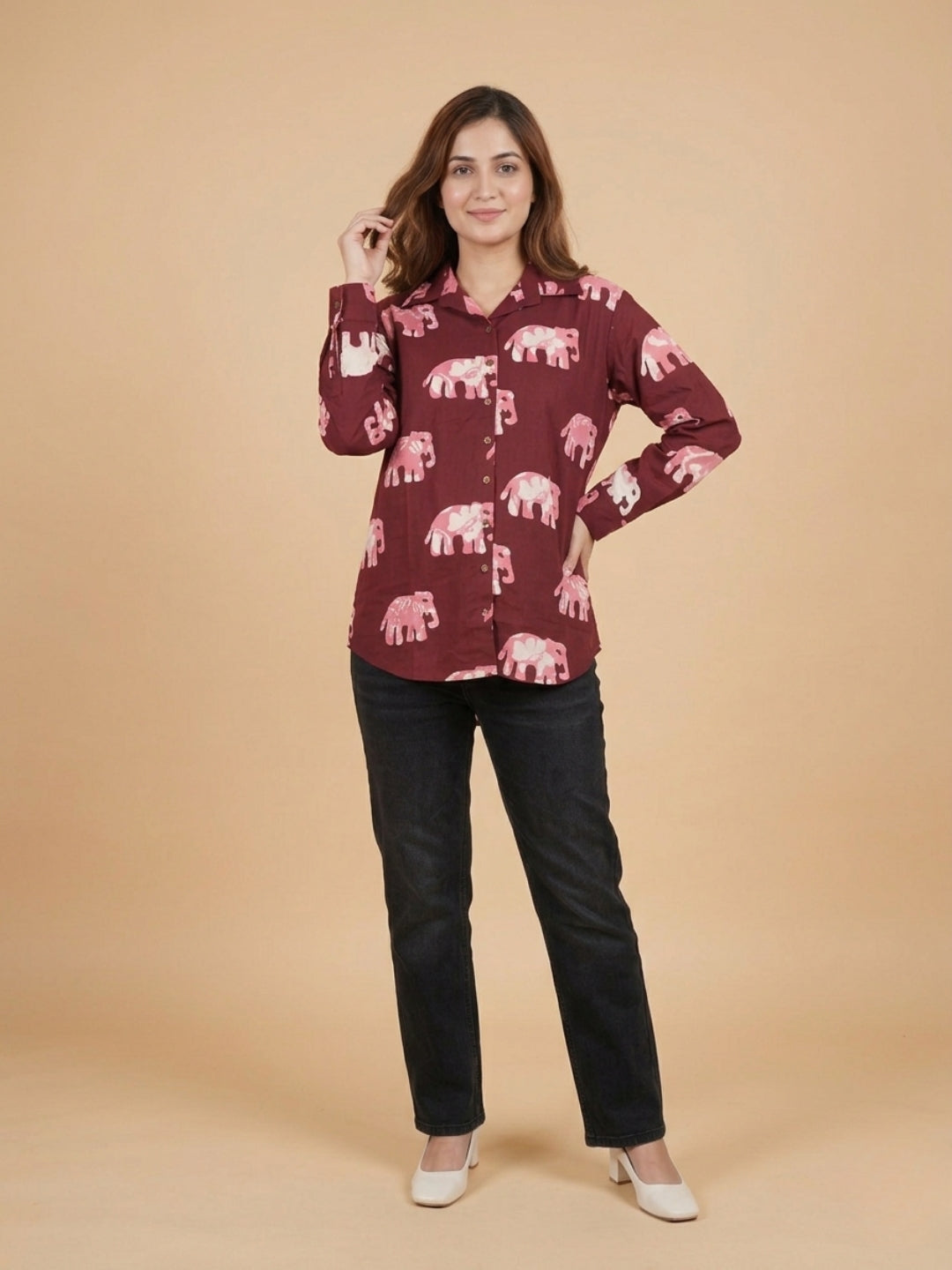  Herd You Right Maternity and Nursing Oversized Shirt Maroon