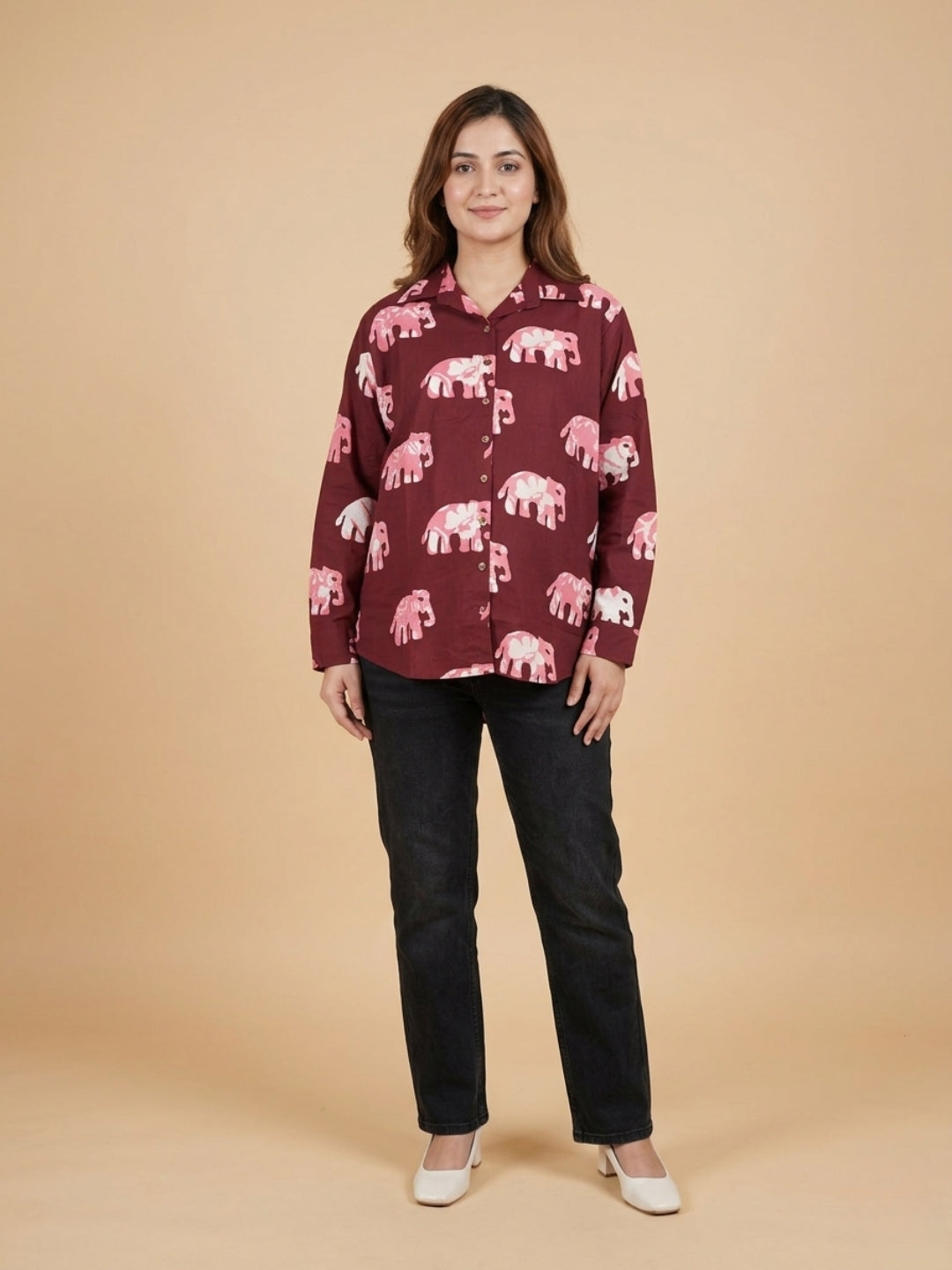  Herd You Right Maternity and Nursing Oversized Shirt Maroon