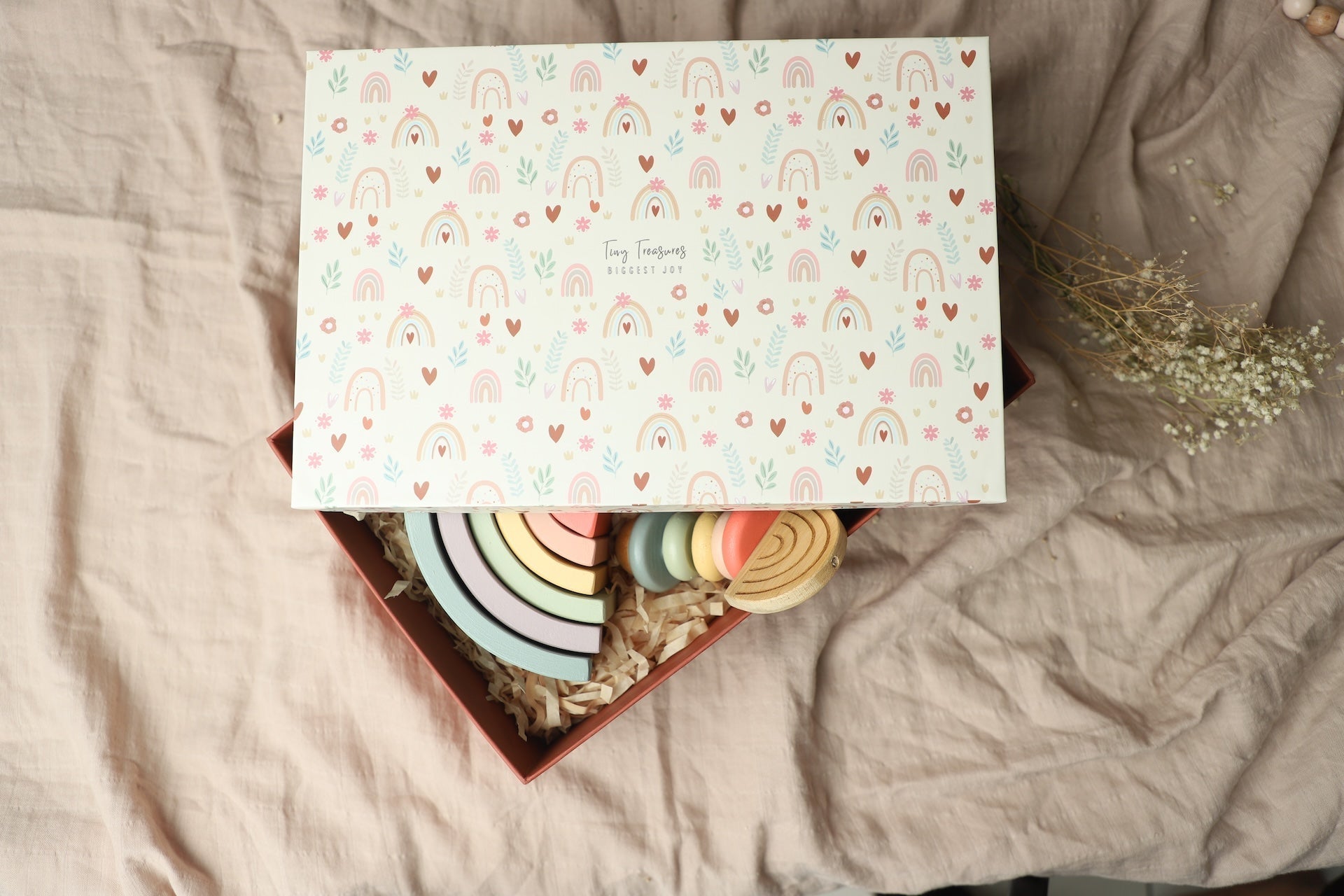 Rainbow Beginnings 3 PCS Newborn Baby Gift Box With Stacker And Rattle