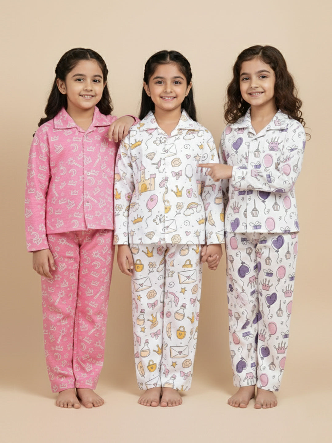 Multicolor Princess Party Pink-A-Boo Fairy Pajama Set For Kids
