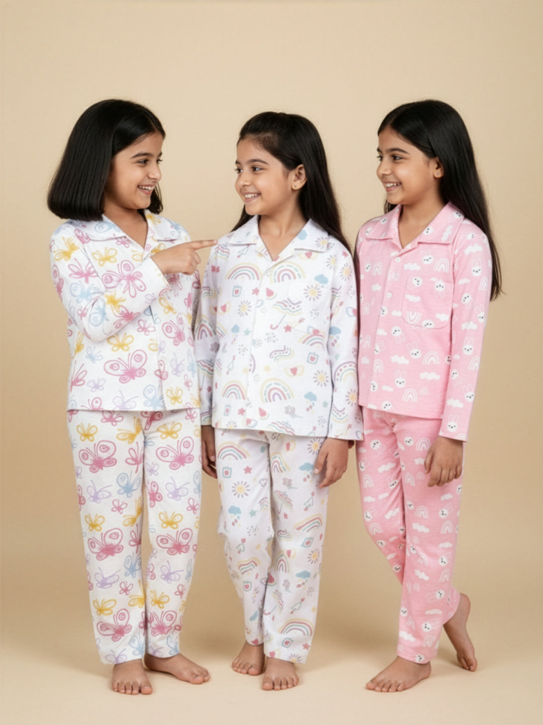  Spring Wings Sunshine Rainbow Cutey Bunny Pajama Set