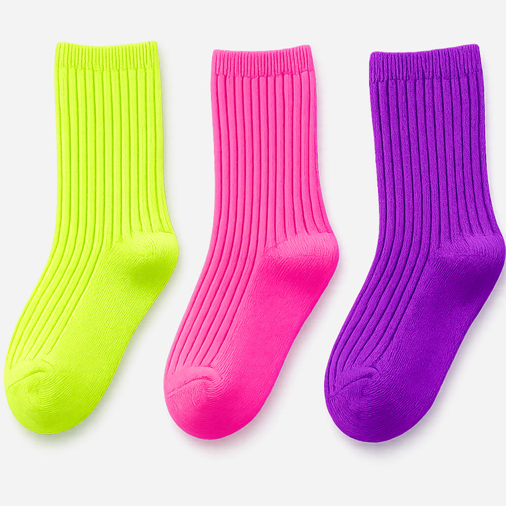 Little Surprise Box Fluorescent Green Violet Pink Socks Set
