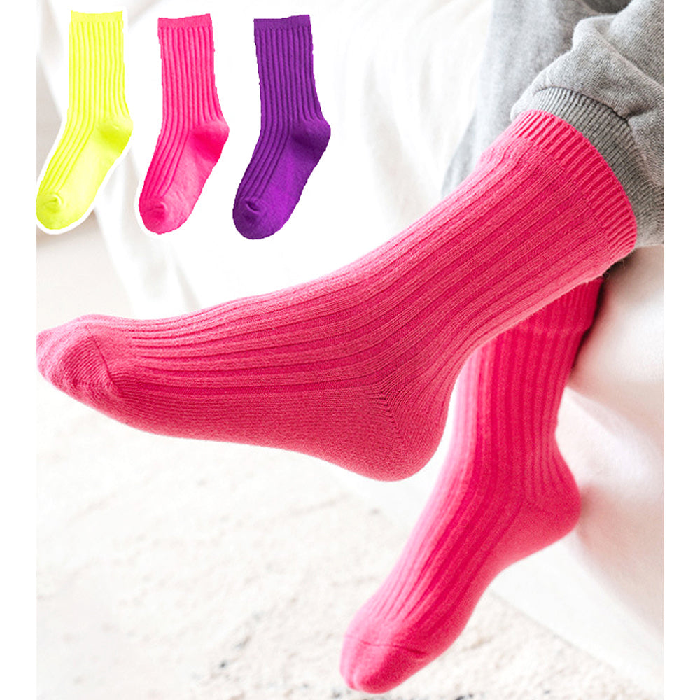 Little Surprise Box Fluorescent Green Violet Pink Socks Set