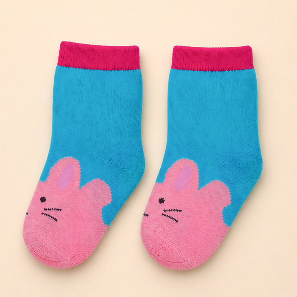Little Surprise Box Red Border Pink Ears Animal Print Socks Set