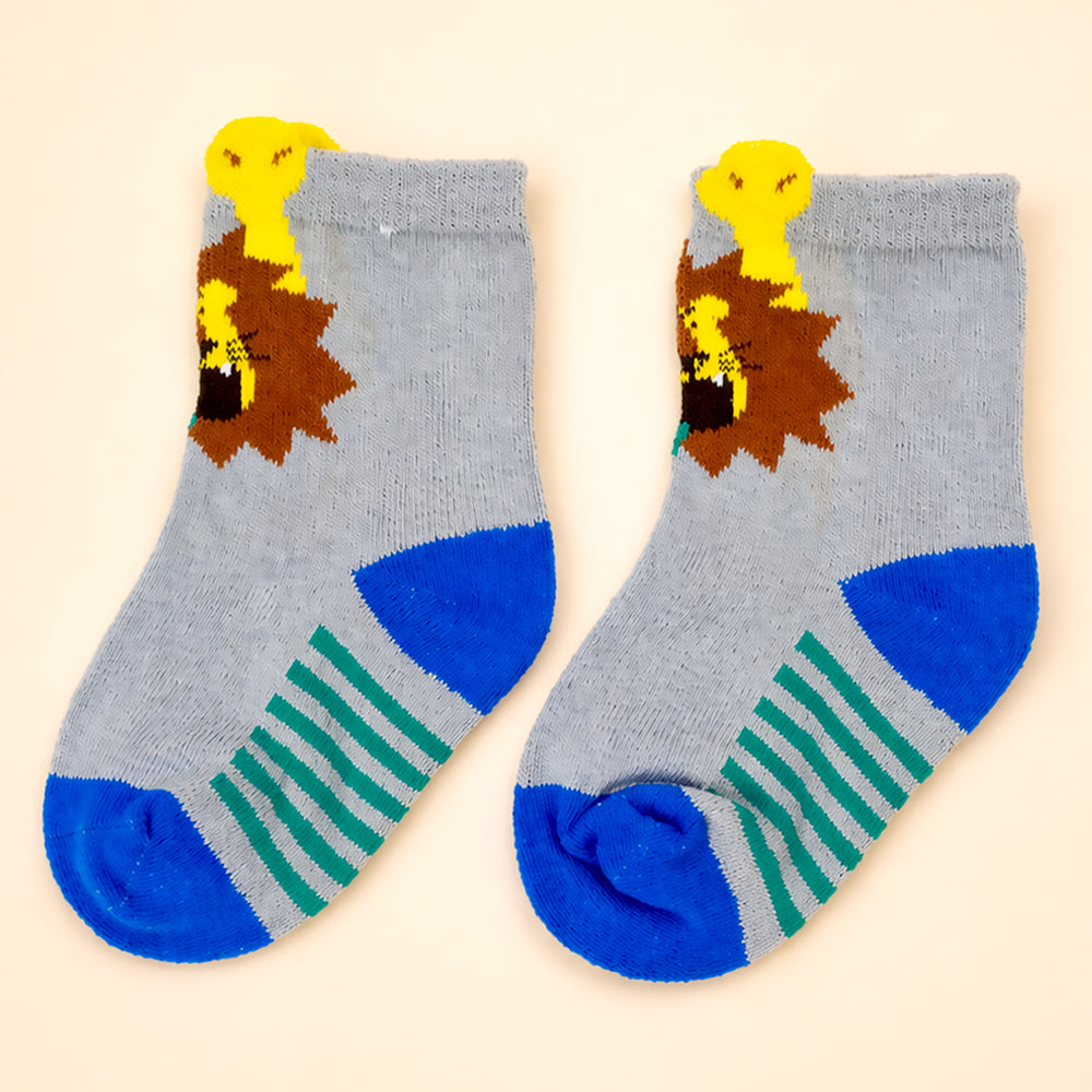 Little Surprise Box Yellow Blue Grey Stripes Socks Set For Kids