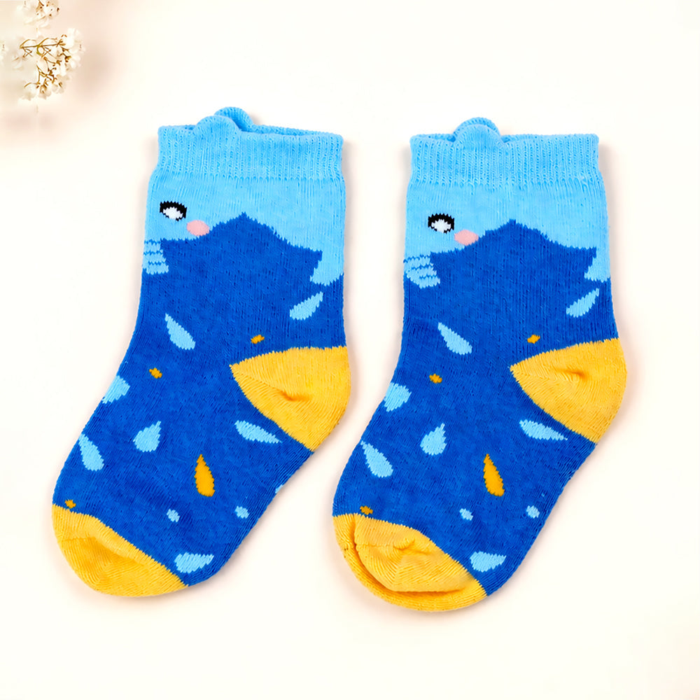 Little Surprise Box Yellow Blue Grey Stripes Socks Set For Kids