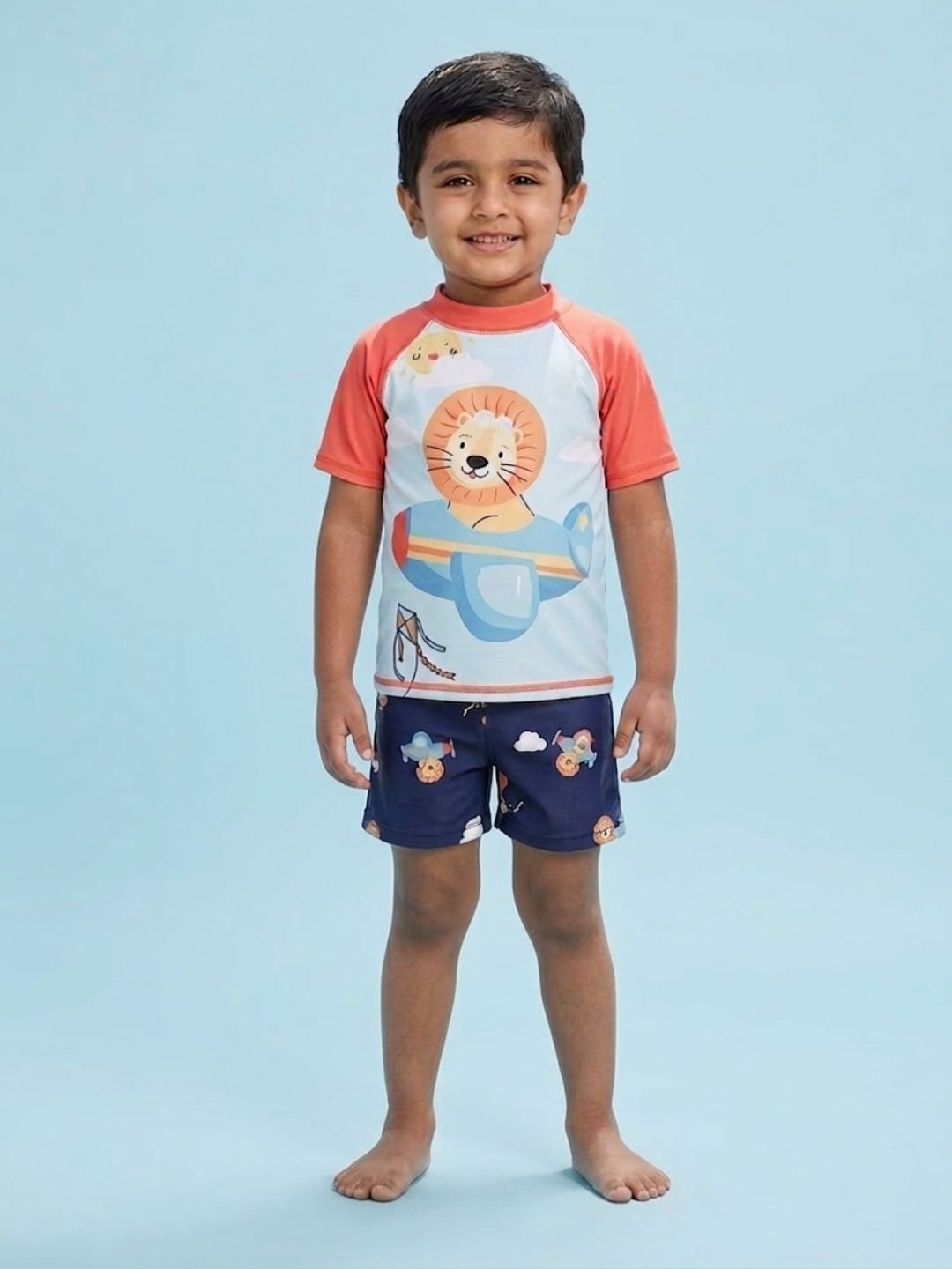 Leo Sky Explorer Boys T-shirt And Short Swim Set