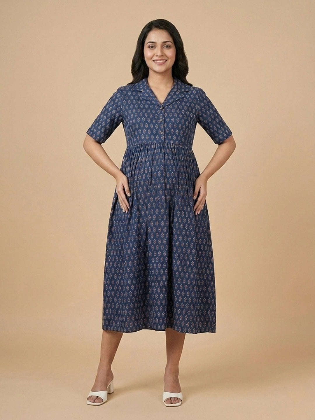  Off-Duty Navy Maternity and Nursing Dress Navy Blue