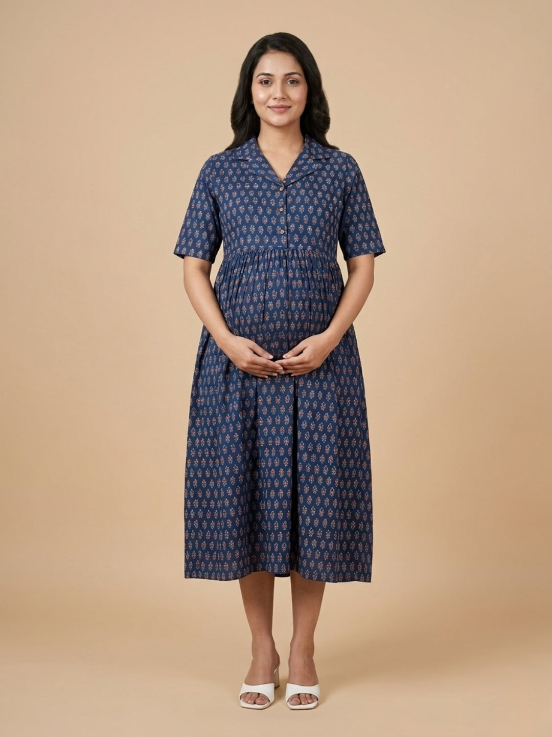  Off-Duty Navy Maternity and Nursing Dress Navy Blue