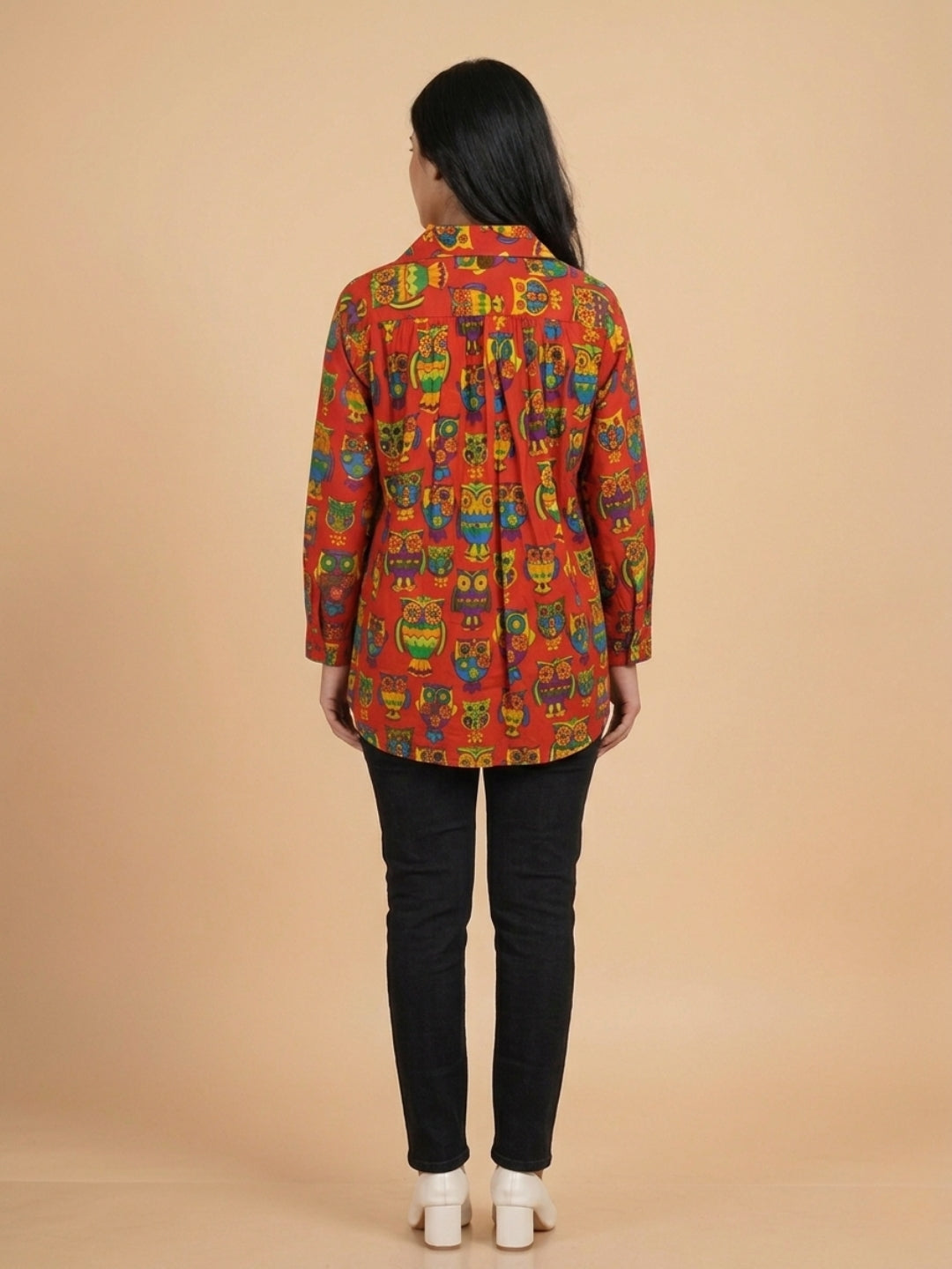  Owl You Need Maternity and Nursing Oversized Shirt Red