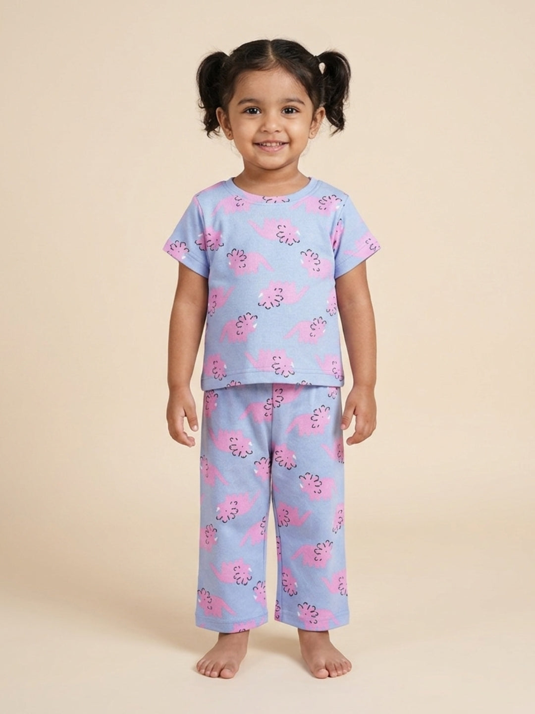 Multi Roar & Rest Animal Printed Pajama Set For Kids