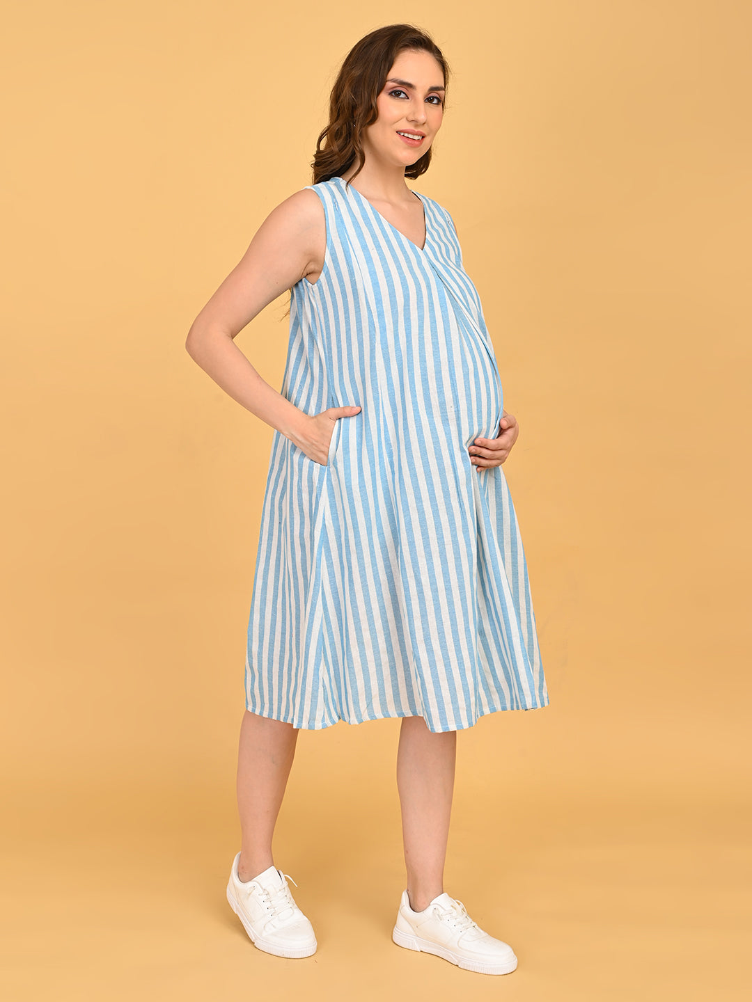  Stripe Duet Maternity and Nursing Shacket Dress Multi