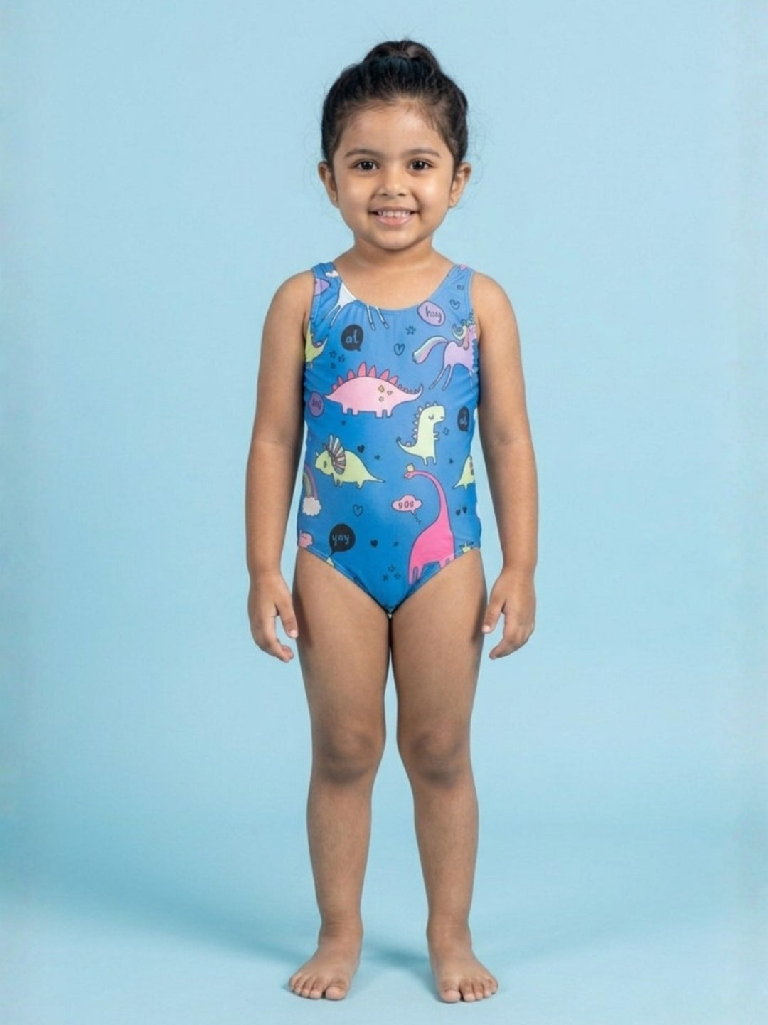 Unicorn And Dino Dream Girls Swimsuit With Headband