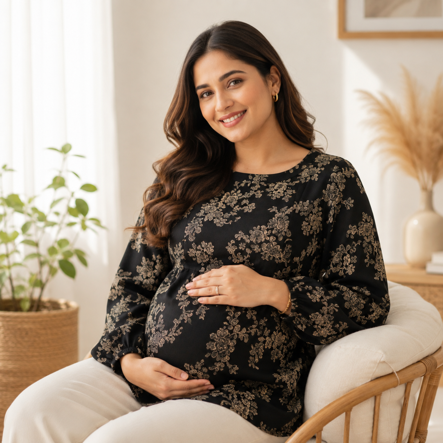 Bloom in the Dark Maternity and Nursing Sweatshirt Black