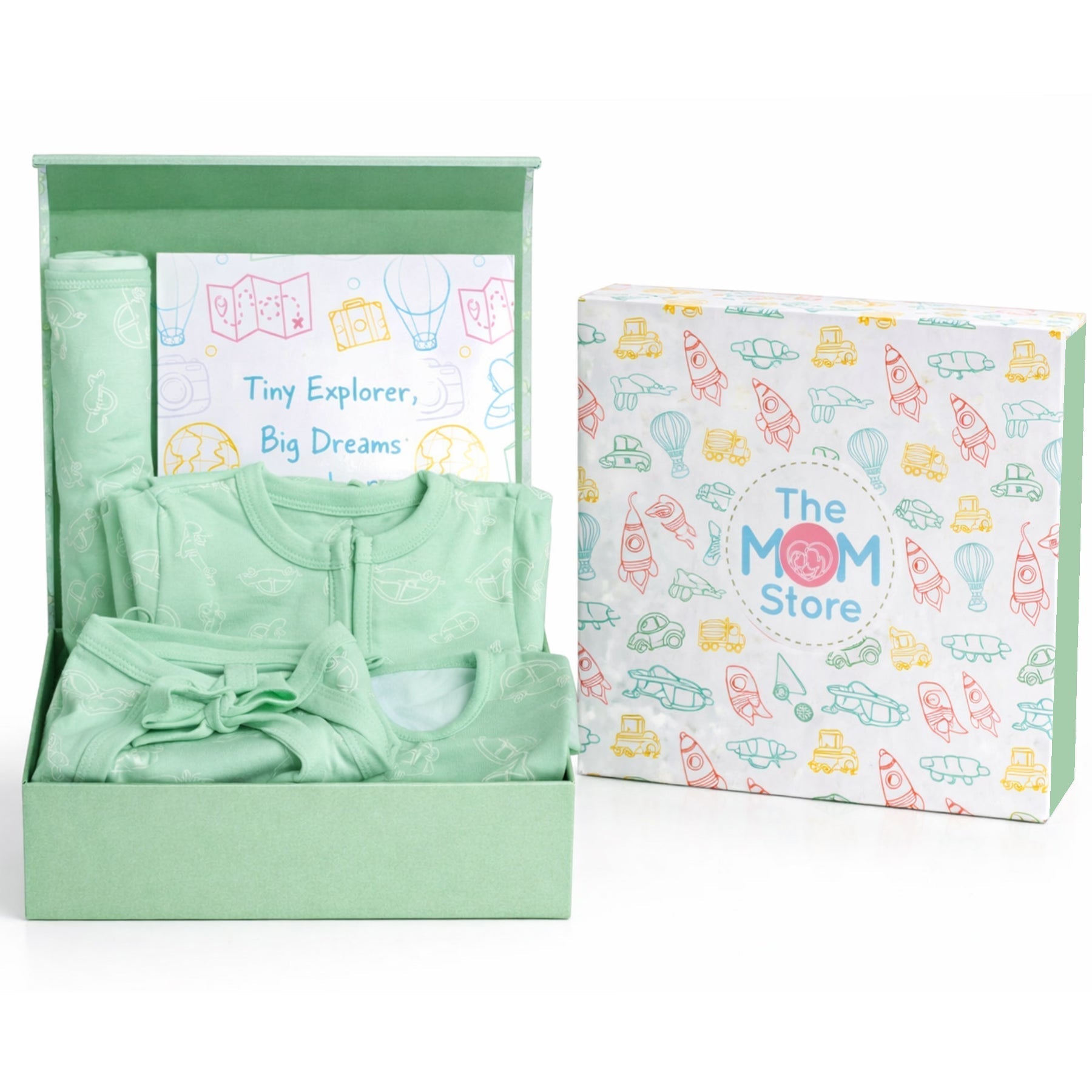 Sunset Safari 5 PCS Newborn Baby Gift Box With Romper And Milestone Cards