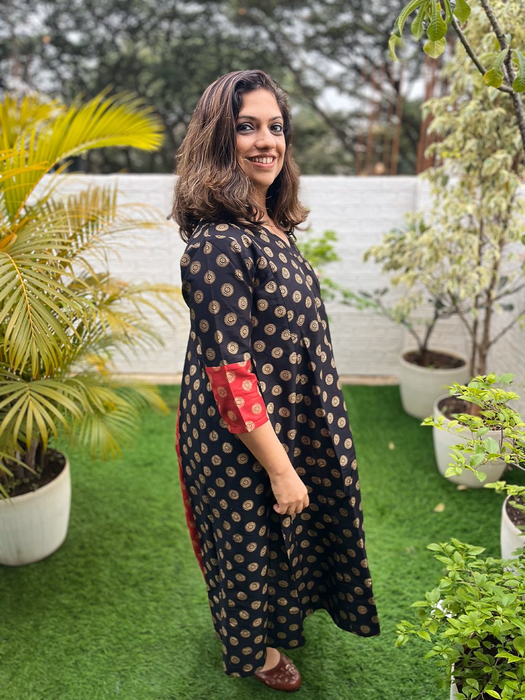  Aab-e-Siyah Silk Foil Printed Maternity and Nursing Dress Black
