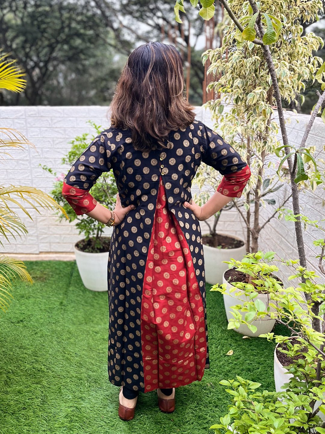  Aab-e-Siyah Silk Foil Printed Maternity and Nursing Dress Black