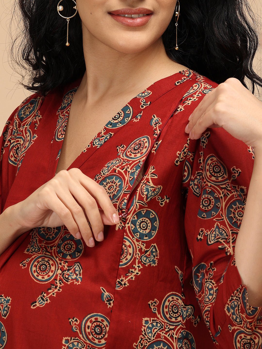  Aafreen Maternity and Nursing Anarkali Kurta Set Multi