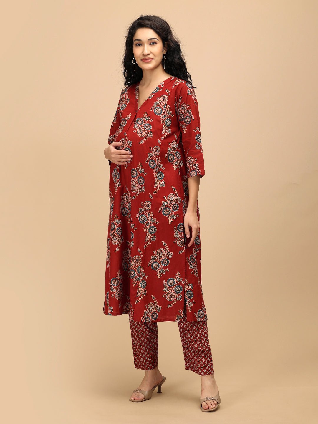  Aafreen Maternity and Nursing Anarkali Kurta Set Multi