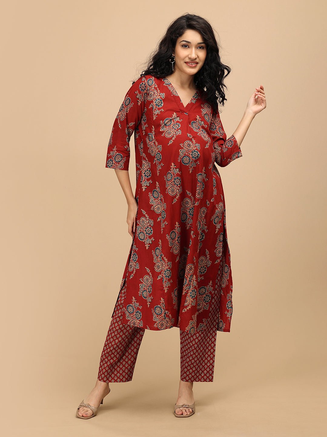  Aafreen Maternity and Nursing Anarkali Kurta Set Multi