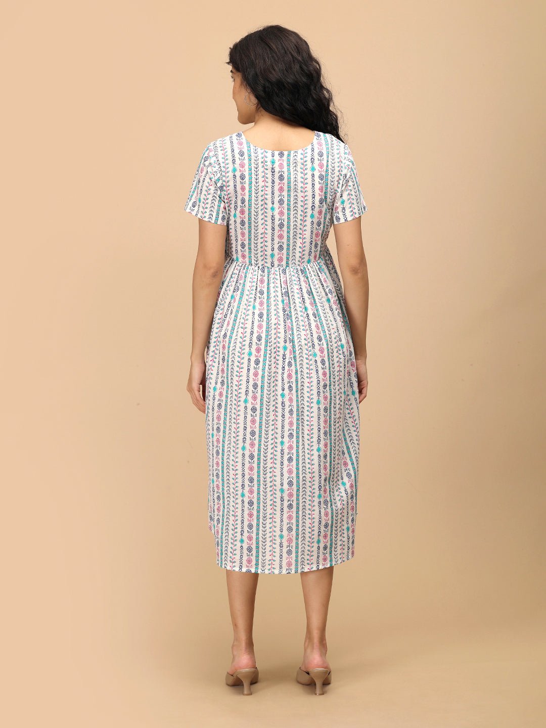  Aarohi Block Bloom Maternity and Nursing Dress Multi