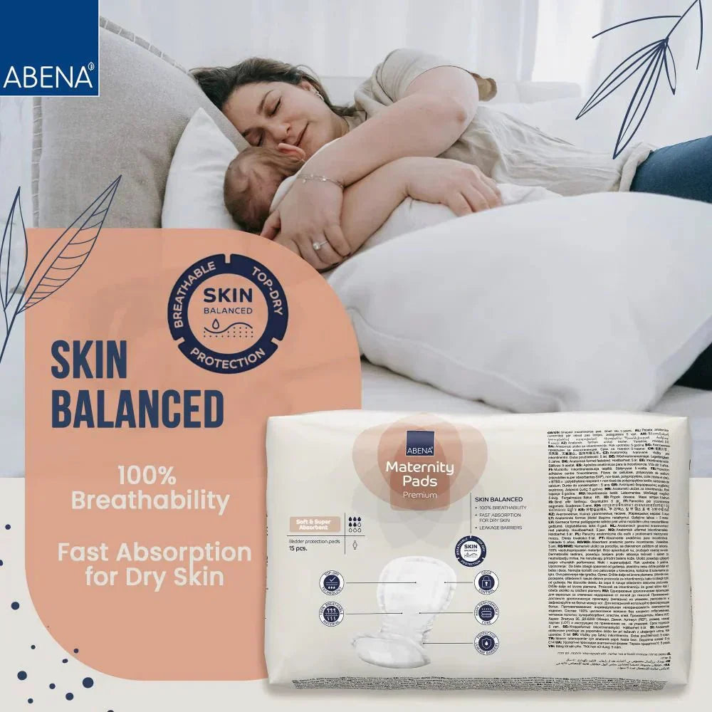 Abena Maternity Pad Postpartum Care Absorbent Pads White Breathable 15-Pack