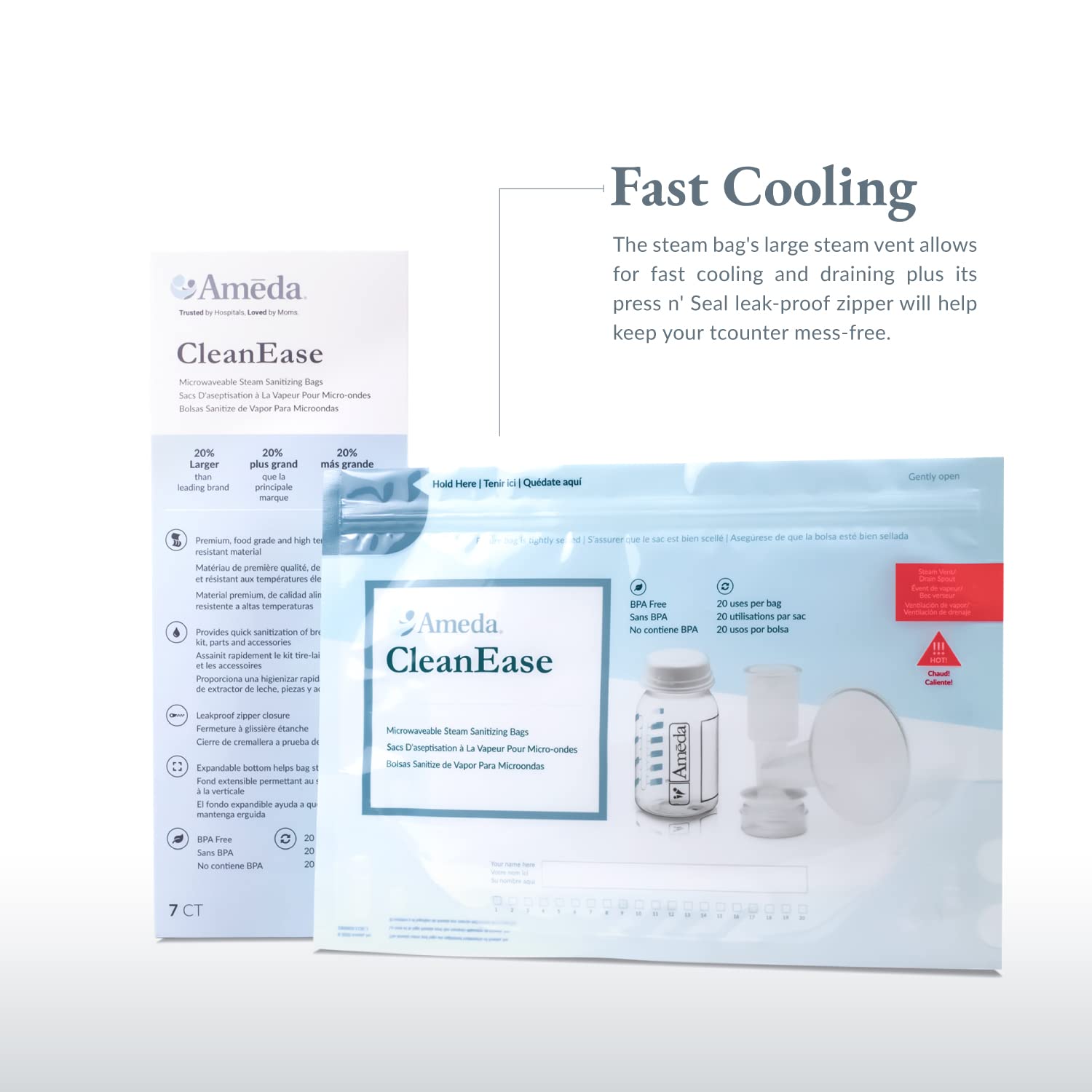 Ameda CleanEase Microwaveable Steam Sterilizer Bags 7 Bags Pack of 1