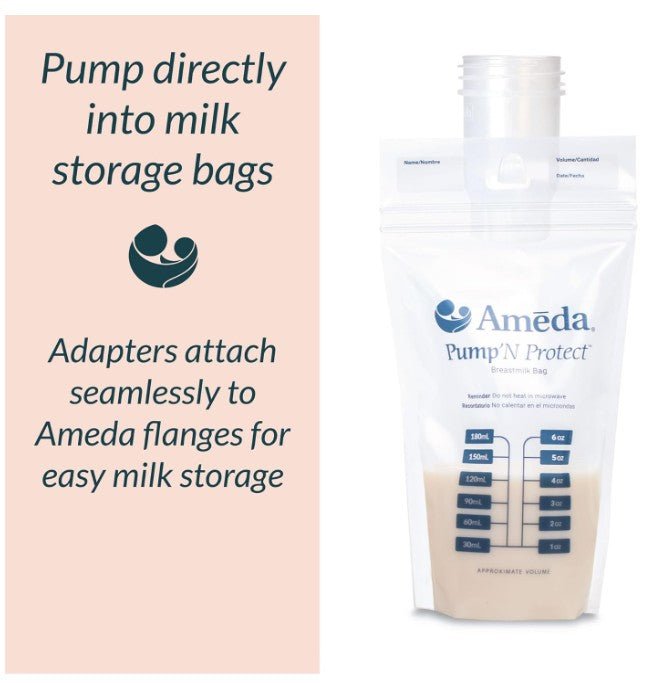 Ameda Pump-N-Protect Bag Adapters Pump Directly Into Bags 2 Count
