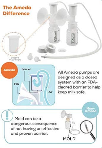 Ameda Mya Joy Single Electric Breast Pump White 1.32lb