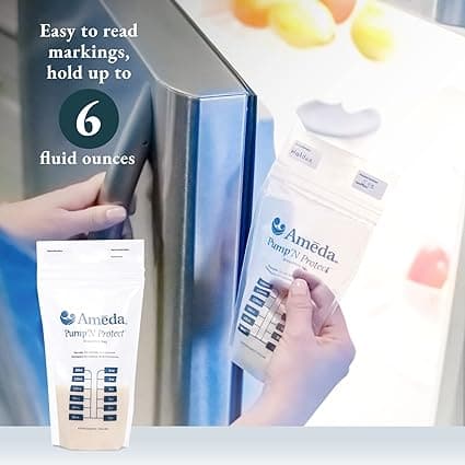 Ameda Pump'N Protect Breastmilk Storage Bags Leakproof Double Zip Seal 200g