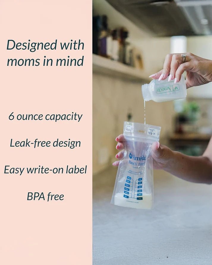 Ameda Pump'N Protect Breastmilk Storage Bag Leak Resistant Pre-Sterilized 150 Count