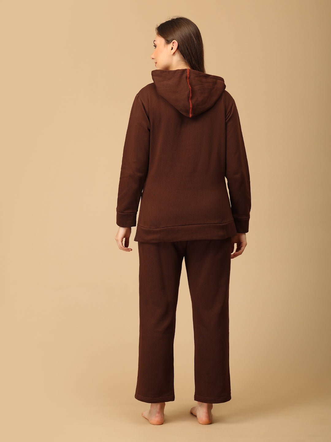  Americano Blaze Maternity and Nursing Hoodie Pajama Set Brown