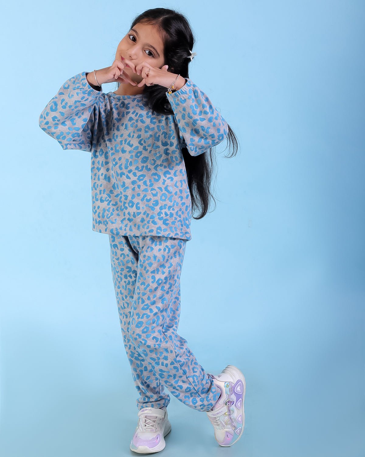 Animal Print Girls Long Sleeve Cotton Casual Set