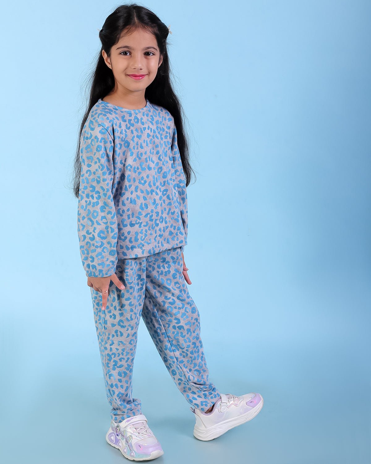 Animal Print Girls Long Sleeve Cotton Casual Set
