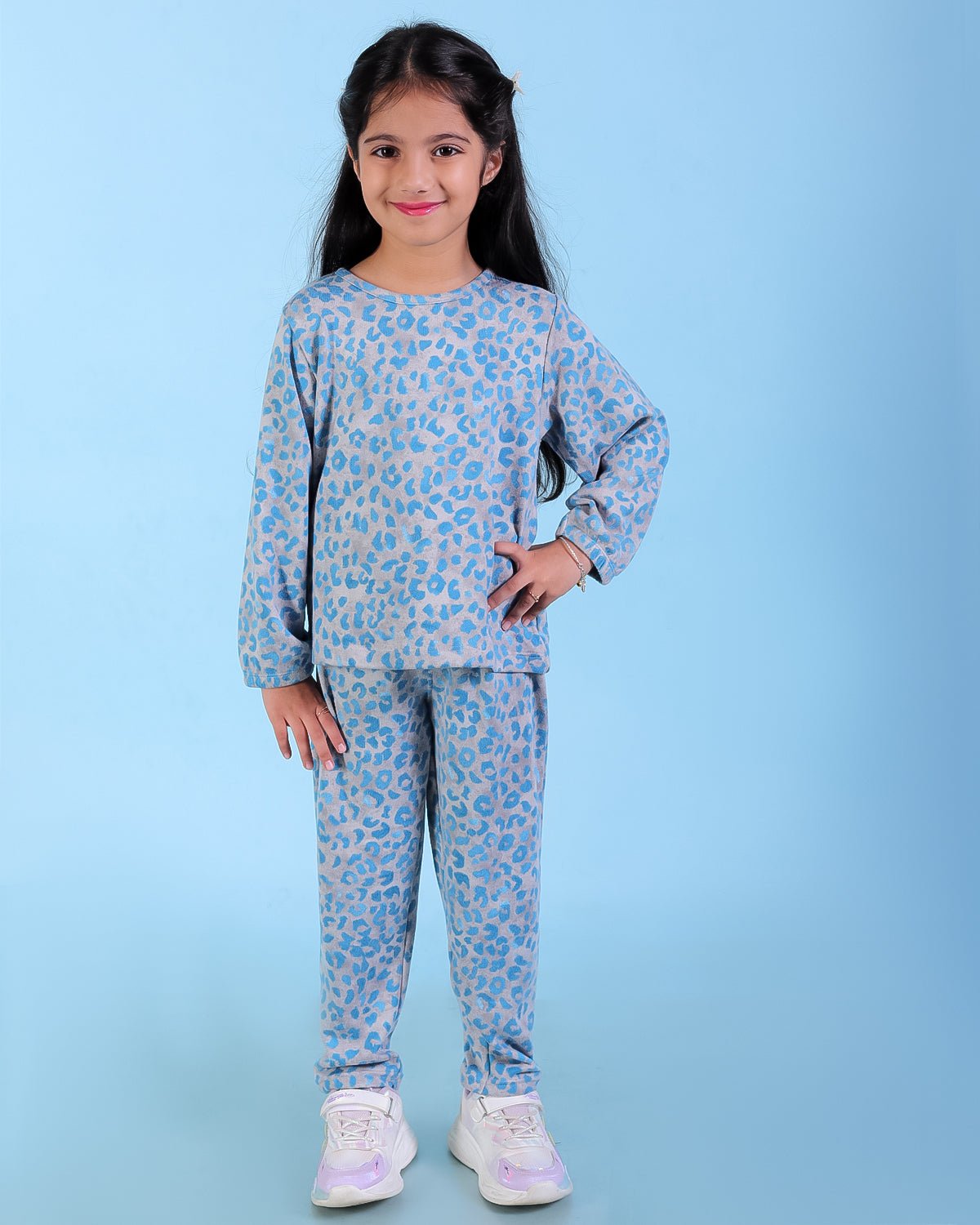 Animal Print Girls Long Sleeve Cotton Casual Set