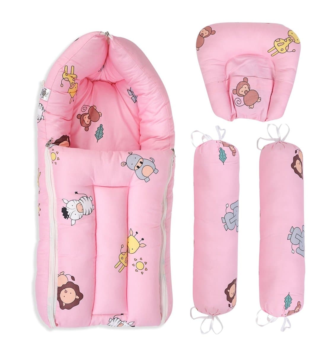 Animal World Cotton Baby Nest Sleeping Bag And Pillow Set