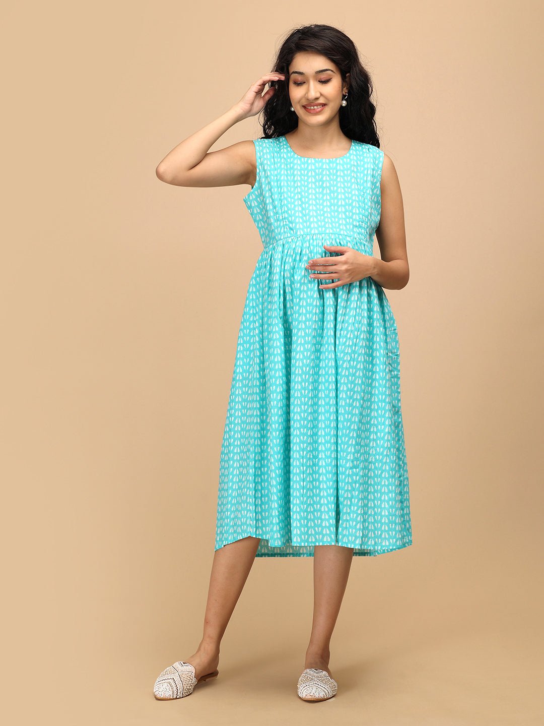  Aqua With It Maternity and Nursing Shacket Dress Aqua