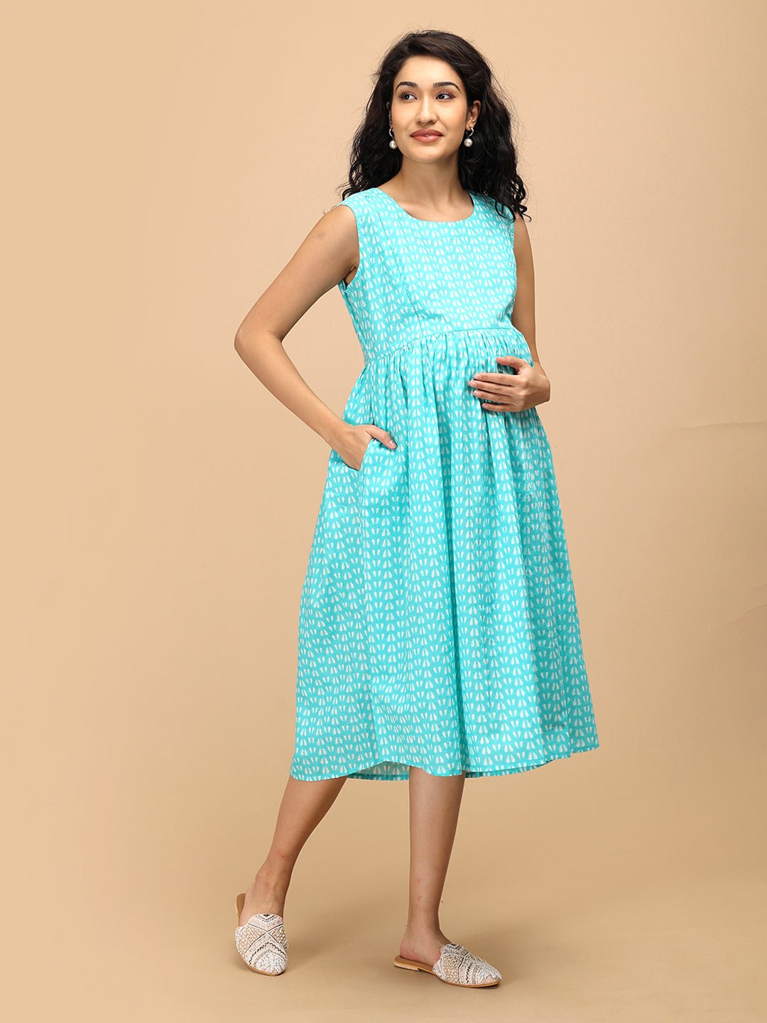  Aqua With It Maternity and Nursing Shacket Dress Aqua