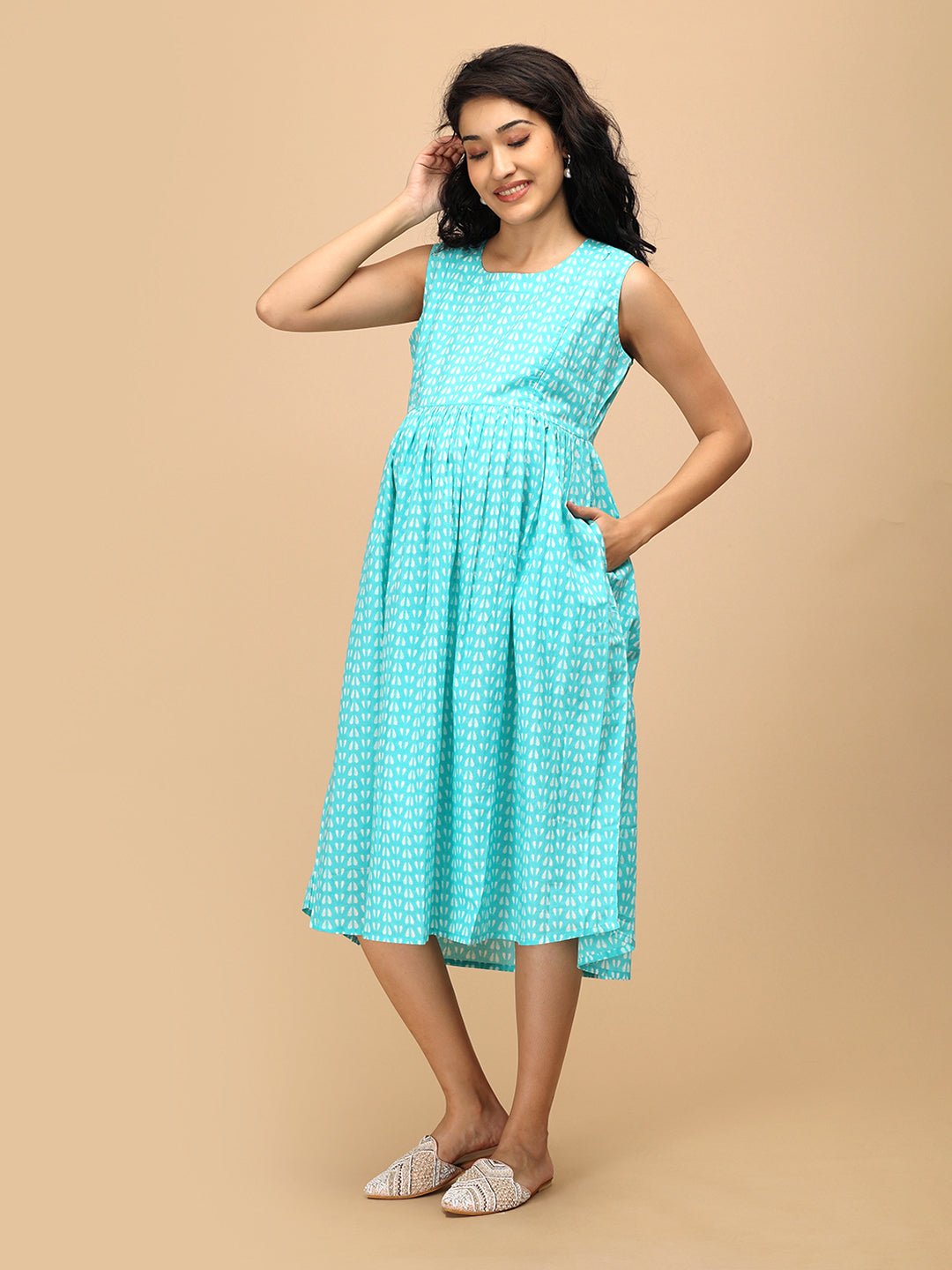  Aqua With It Maternity and Nursing Shacket Dress Aqua