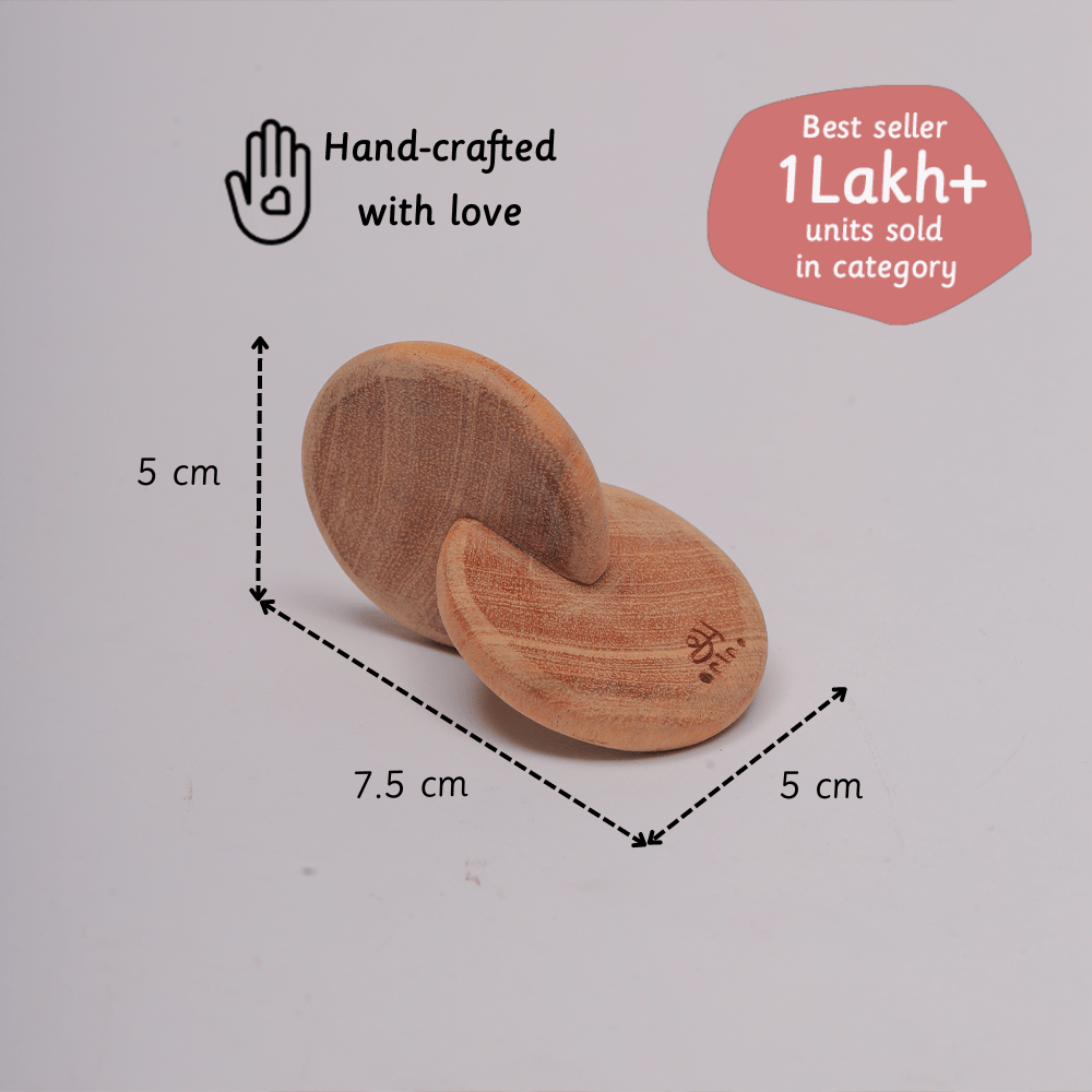 Ariro Wooden Interlocking Discs Neem Wood Teether For Babies