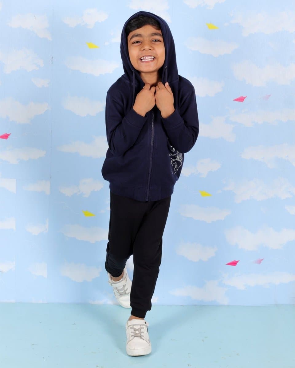  Astro Dude Navy Space Print Zipper Hoodie
