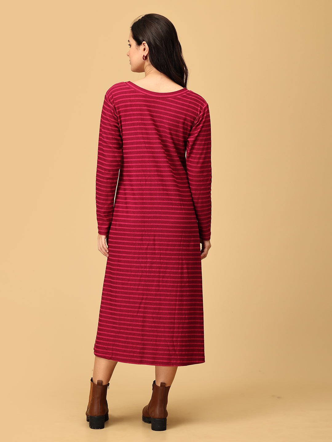  Aurora Berry-alis Ribbed Maternity and Nursing Dress Magenta
