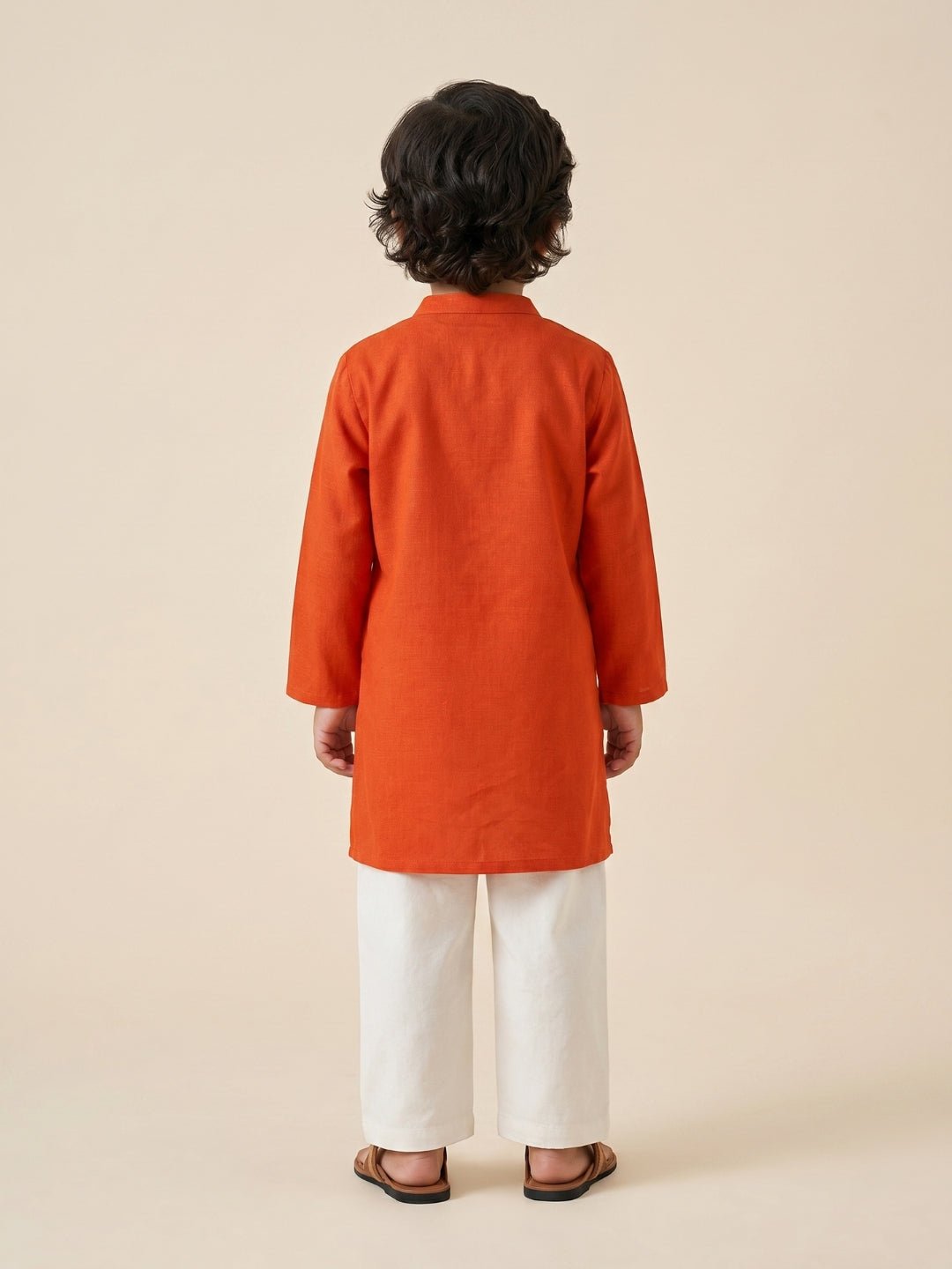 Avani Vatika Rust Embroidered Boys Kurta Pajama Set