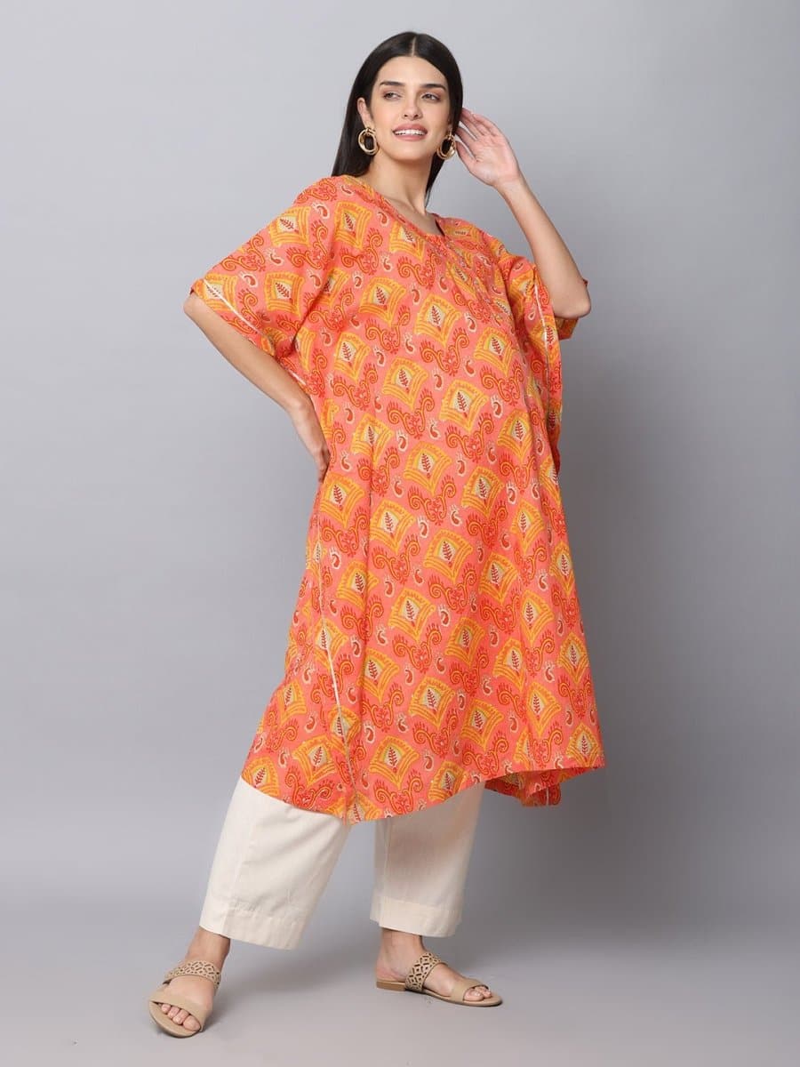  Rudra Maternity and Nursing Kaftan Kurta Set Yellow