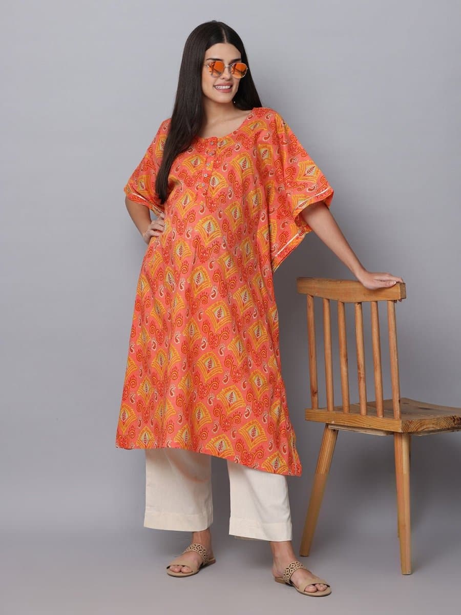  Rudra Maternity and Nursing Kaftan Kurta Set Yellow