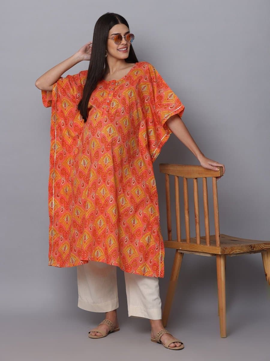  Rudra Maternity and Nursing Kaftan Kurta Set Yellow